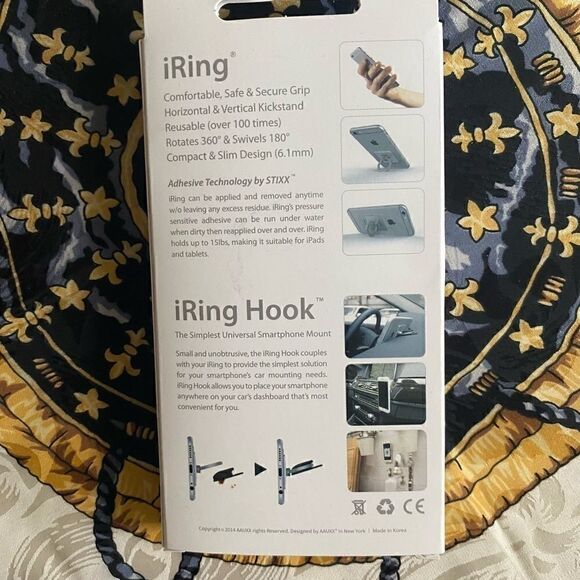 iRing. Universal cell phone grip/mount/stand. Also comes with a hook. NWB - Picture 3 of 3